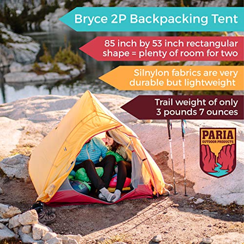 Paria Outdoor Products Bryce Ultralight Tent and Footprint - Perfect for Backpacking, Kayaking, Camping and Bikepacking (1P)