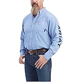ARIAT Men's Fr Lanting Logo Geo Print Button Down Work Shirt - 10041688 XX- Turquoise