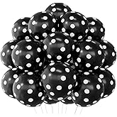 SULALABOO 60PCS Black Polka Dot Balloons 12 Inch Latex Helium Round Party Balloons Kit for Birthday Party Decorations