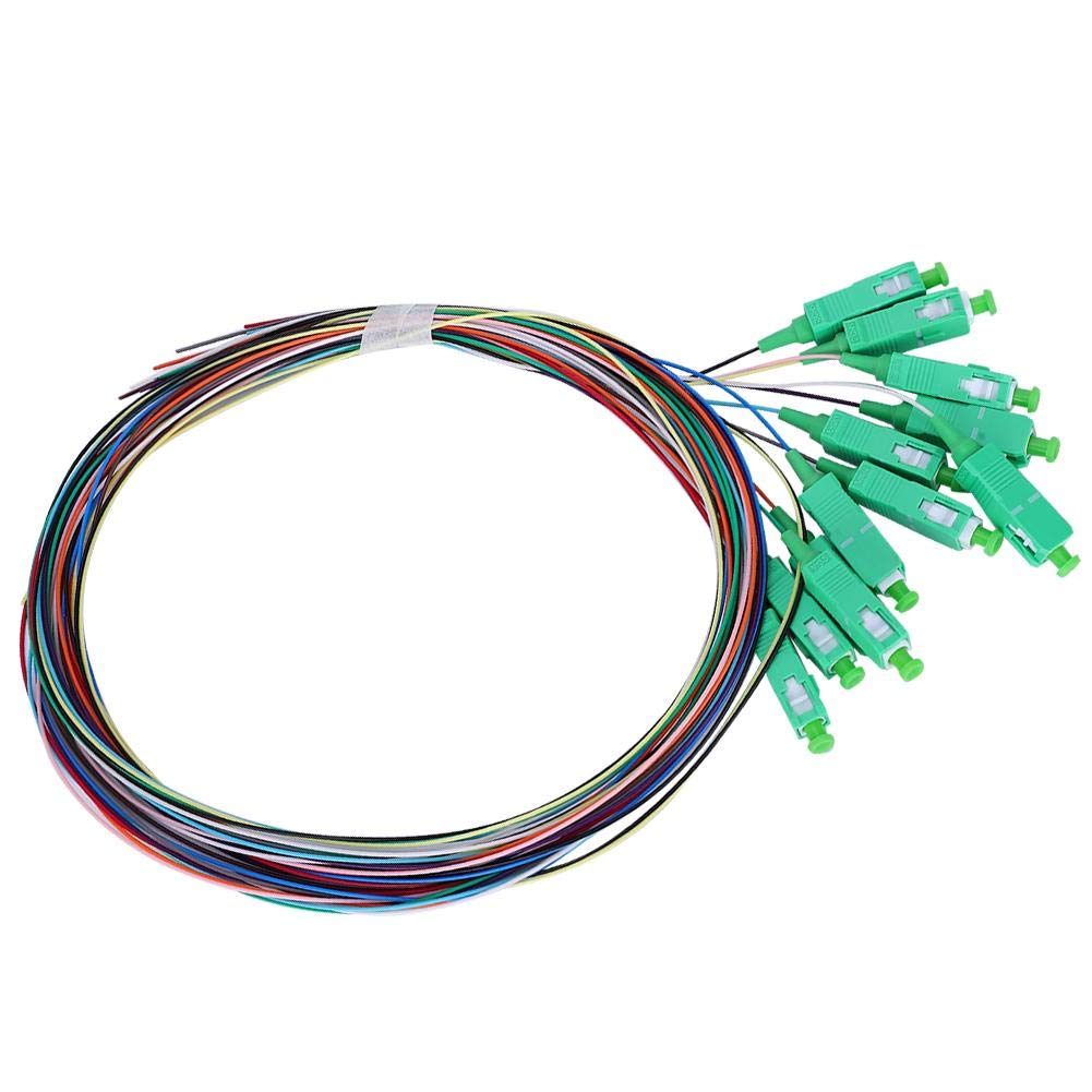 ViaGasaFamido 12-Cores Single Mode Fiber Pigtail Color Coded Fiber Optic Pigtail Strand Multimode SC 0.9mm for Networks Communication System