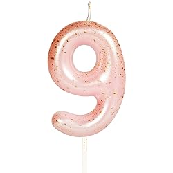 Hongplus Pink Gold Number 9 Candles, 9 Birthday