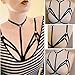 VESNIBA Alluring Women Harness Bra Elastic Cage Bra Strappy Hollow Out Bra Bustier (M, Black)