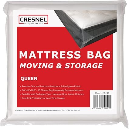 Amazon Com Mattress Bag For Moving Long Term Storage Queen Size Enhanced Mattress Protection With 5 Mil Super Thick Tear Puncture Resistance Polyethylene Home Kitchen