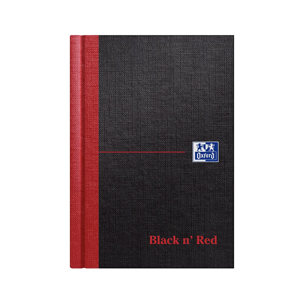 Oxford Black N' Red Ruled A-Z Casebound Hardback A6 Notebook, 192 Pages, Black/Red