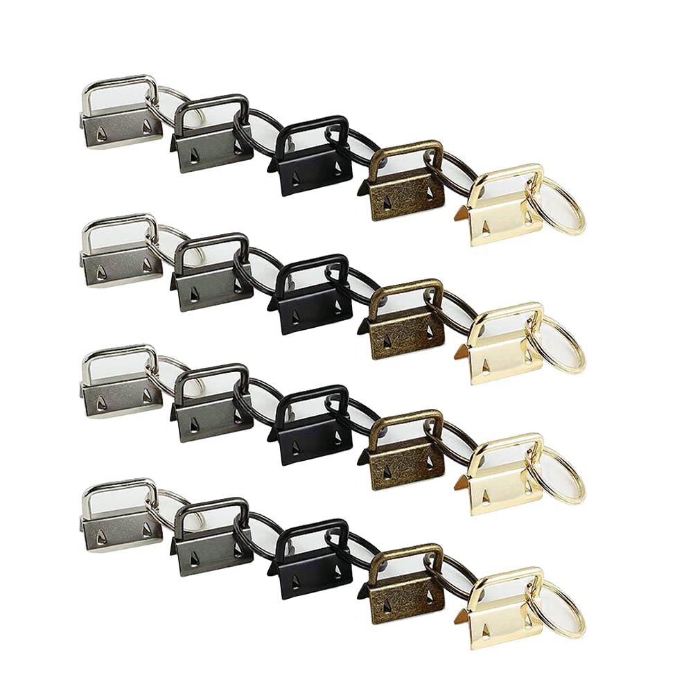 XINGSUI 20 PCS Key Fob Hardware Set,Keys Fob Pliers,Bracelet Hardware with Key Clip,for Keychain Wristlet Clamp Webbing Fabric DIY Making Hardware Supplies(5 Colors)