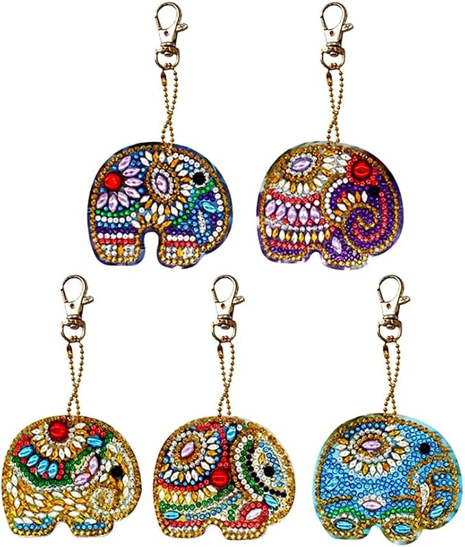 Amazon.com: Diamond Painting Keychain Kits 5 pcs Elephant Key Pendant
