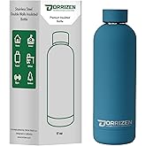 ORRIZEN 17oz Stainless Steel Insulated Water Bottle – Narrow Mouth Sports Flask, Double Wall Vacuum Travel Flask, Leak-Proof Reusable BPA-Free Cold & Hot Drink Bottle for Gym (Aqua Blue)