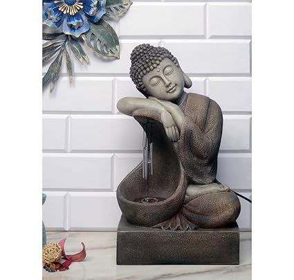 @home by Nilkamal Buddha Windchime Water Fountain, Grey