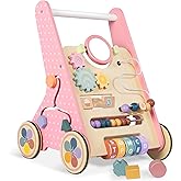 Wooden Baby Walker with Wheels, Baby Push Walkers for Girls 12 Months, Push Toys 1 Year Old Girl Small Size