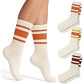 Fszsaa Fun Novelty Retro Striped Crew Socks For Women Sporty Calf Casual Cotton Tube Socks Women