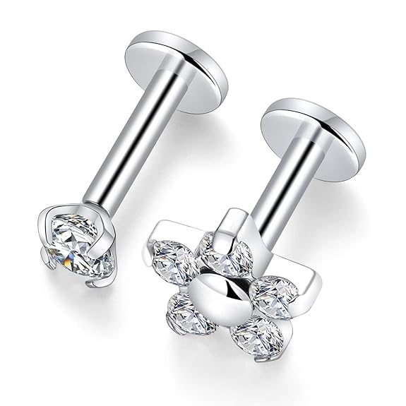 Kzslive 10mm 16G G23 Titanium Groups Cartilage Earring Studs Helix Flat Back Tragus Internally