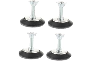 Pool Table Leg Levelers (4-Piece Set) - 3/8" Thread Stainless Steel & PP Leveling Feet for Billiard, Football, Ping Pong Tabl