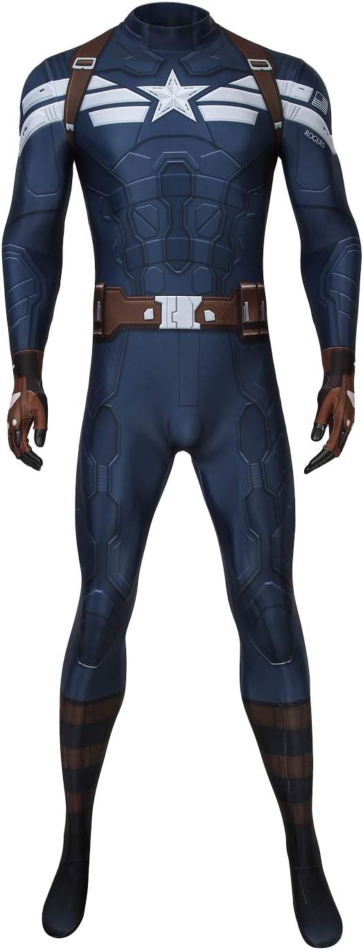 Superhero Captain Soldier Costume Deluxe Halloween Cosplay Full Set PU Suit