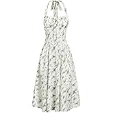 RIHOAS Casual Dresses for Women Sleeveless Halter Elegant Lace Tie Flowy A-Line Midi Dress