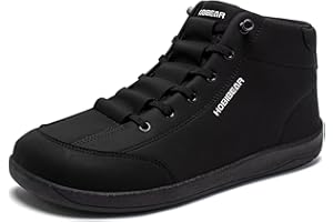 HOBIBEAR Leather Barefoot Boots Zero-Drop Wide Width Minimalist Shoes Unisex Mid Top Walking Boots