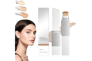 2 in 1 Korean Color Changing Foundation Stick with Brush, Cover Cream Stick Foundation, Medium to Full Coverage Dewy Finish B