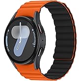 Suphart Magnetic Bands Compatible with Samsung Galaxy Watch 7/6/5/4/FE Band 44mm 40mm/6 Classic 47mm 43mm/5 Pro 45mm, Waterproof Sport Strap for Women Men, Orange/Black