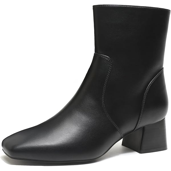 Amazon.com | Athlefit Women's Black Low Heel Ankle Boots Fashion
