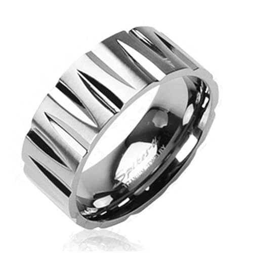 Paula & Fritz® Titan Ring Silber Tribal Faceted verfügbare Ringgrößen 47 (15) – 72 (23) R-TI-0321