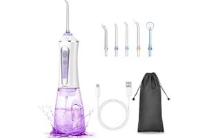 Cordless Water Dental Flosser for Teeth,Leominor 5 Modes Portable Oral Irrigator,with Travel Bag and 7 Jet Tips, IPX7 Waterproof Rechargeable for Home&Travel