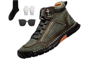 FULANRT Sawbehind Mens Wide Shoes for Hiking Working, Saw behind Men's Comfortable Handmade Leather Boots – Waterproof, Arch Support, Spacious Toe Box, Non-Slip,Lightweight Breathable Wear-Resistant