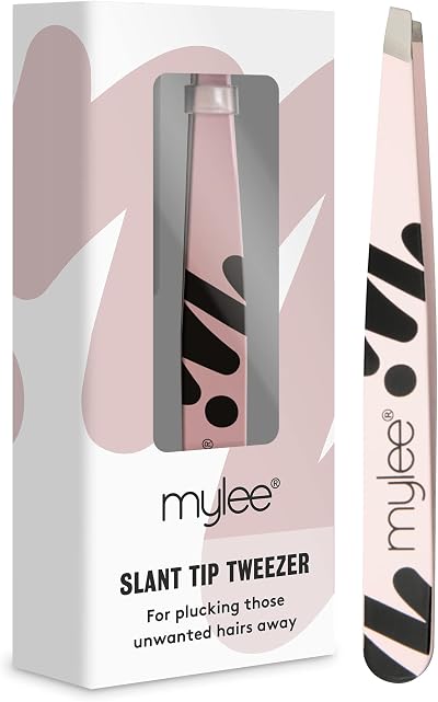 MYLEE Slant Tip Tweezer for Eyebrow Shaping Facial Hair Removal Splinters