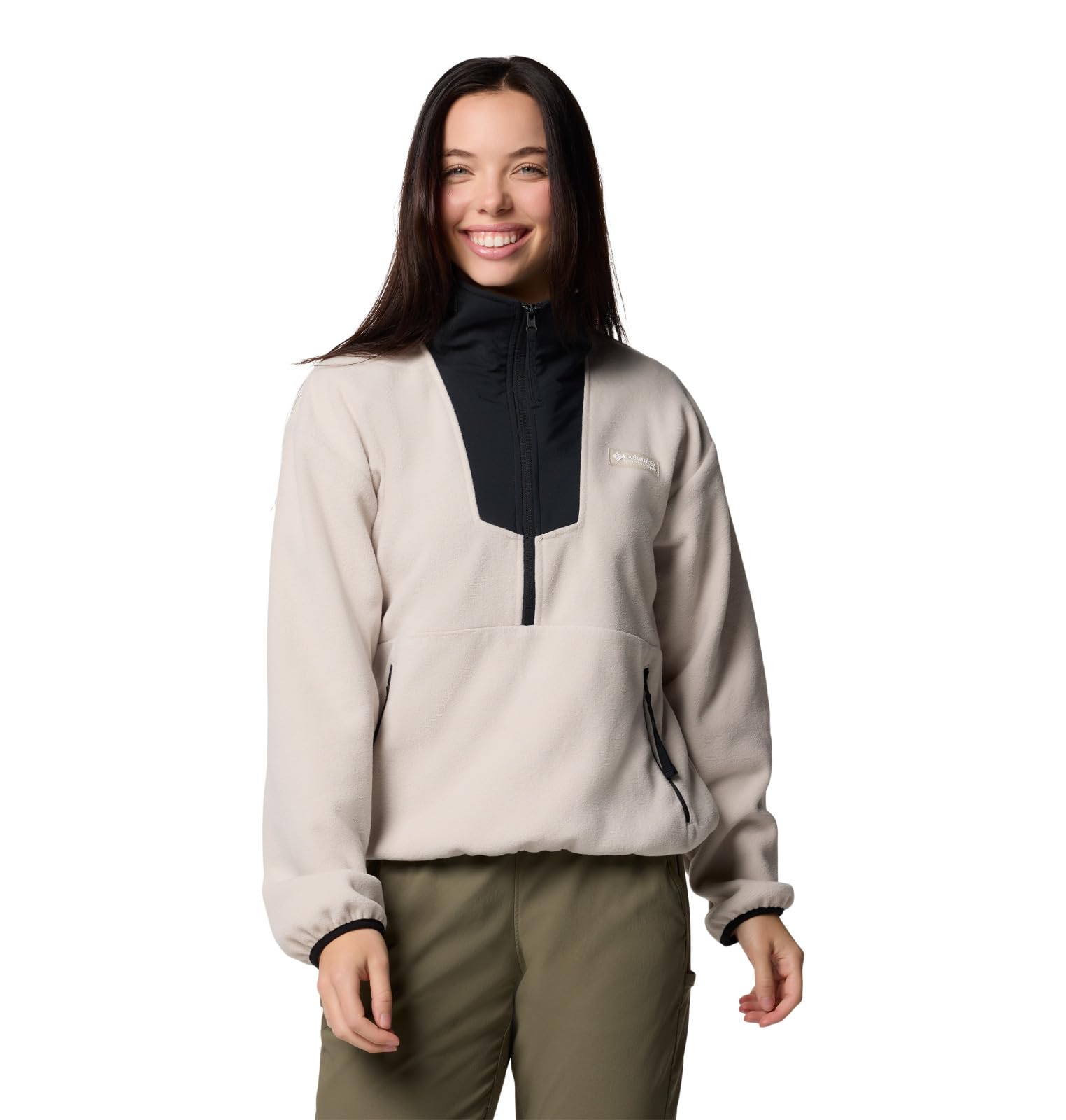 Columbia Womens Sequoia Grove Half Zip Fleece Jacket, Dark Stone/Black, Medium