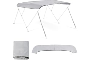 EAST CAPTAIN 3 Bow Bimini Top Replacement Cover, Bimini Tops for Pontoon Boats 6 Foot Long Durable Marine Grade Sun Shade Boat Canopy Easy Install Zipper Sleeves with Bimini Storage Boot Cover