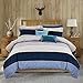 DelbouTree Striped Duvet Cover Set,Printed Pattern Comforter Cover,Microfiber Quilt Cover,Zipper Closure,Corner Ties,Queen