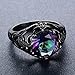 JunXin Round Cut Black Gold Mystic Big Rainbow Topaz Solitaire Ring Engagement Wedding Size5/6/7/8/9/10/11