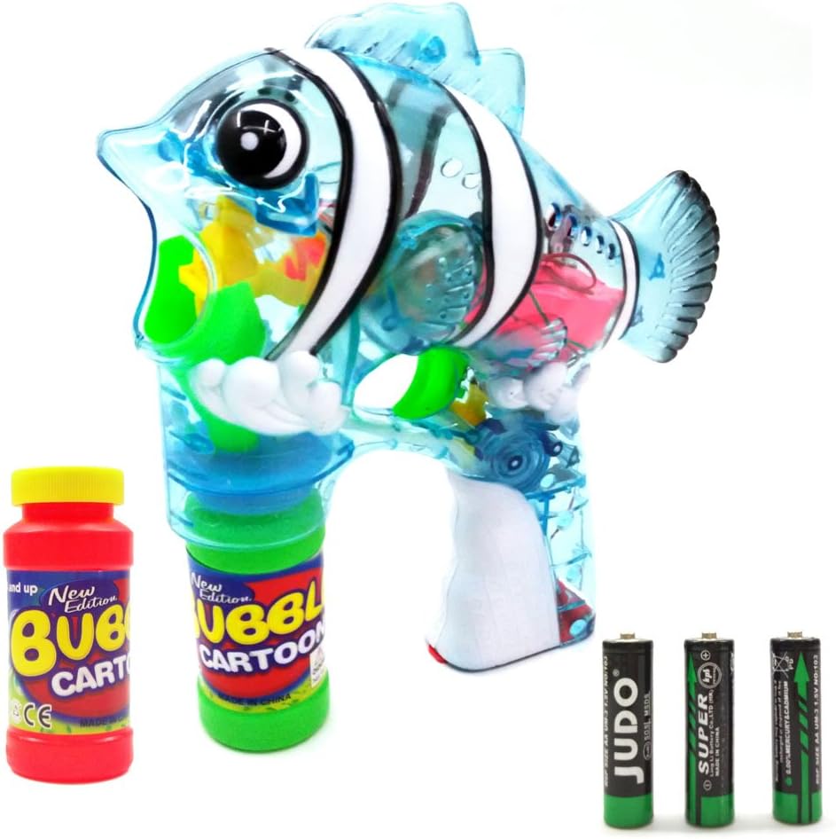Teemway Handy-Dandy Bubble Shooter-Dog Bubble Gun with Light-Fish Bubble Gun with Light & Music For Kids 3 Years Old And Above