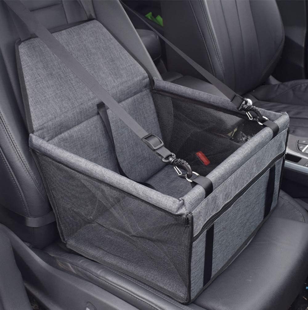 MENGQI Dog Booster Car Seat Cover, Gray, Suitable for Small and Medium-sized Dogs, Foldable, Waterproof