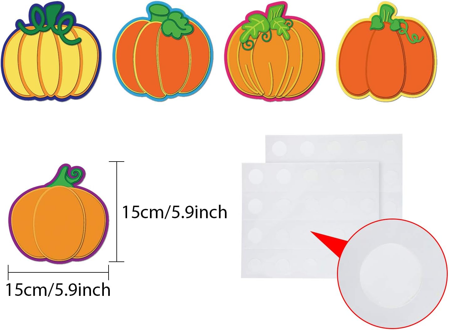 Thanksgiving Pumpkin Cutouts Classroom Decoration Pumpkin Colorful Cutouts with Glue Point Dots for Bulletin Board Classroom School Fall Theme Party, 5.9 x 5.9 Inch : Office Products