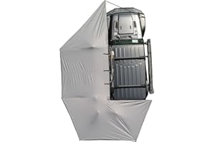 BAMACAR Naturnest 270 Degree Awning, All Car Top Roof Rack Awnings for SUV Jeep Truck Van Vehicle, Overland 270 Rooftop Awning Tent, Car Side Batwing Moon Shade Awnings (Black, Large)