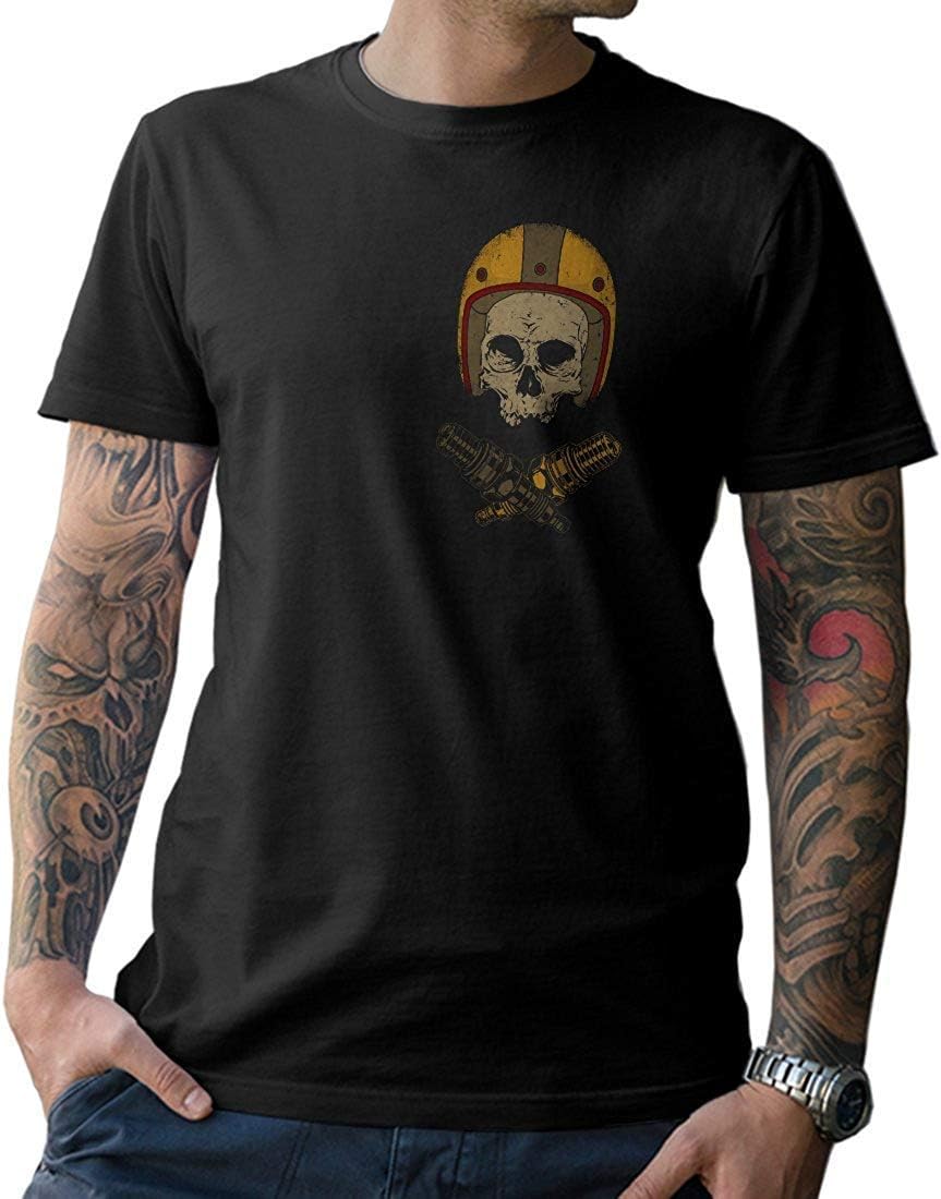 NG articlezz T-Shirt Biker Skull Oldschool Helmet - Front and Back Print Oldschool