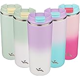 Konokyo Tumbler with Lid, 16 oz Travel Coffee Mug Double Wall Vacuum Stainless Steel Thermal Metal Cup Insulated Water Bottle,PurpleWhite