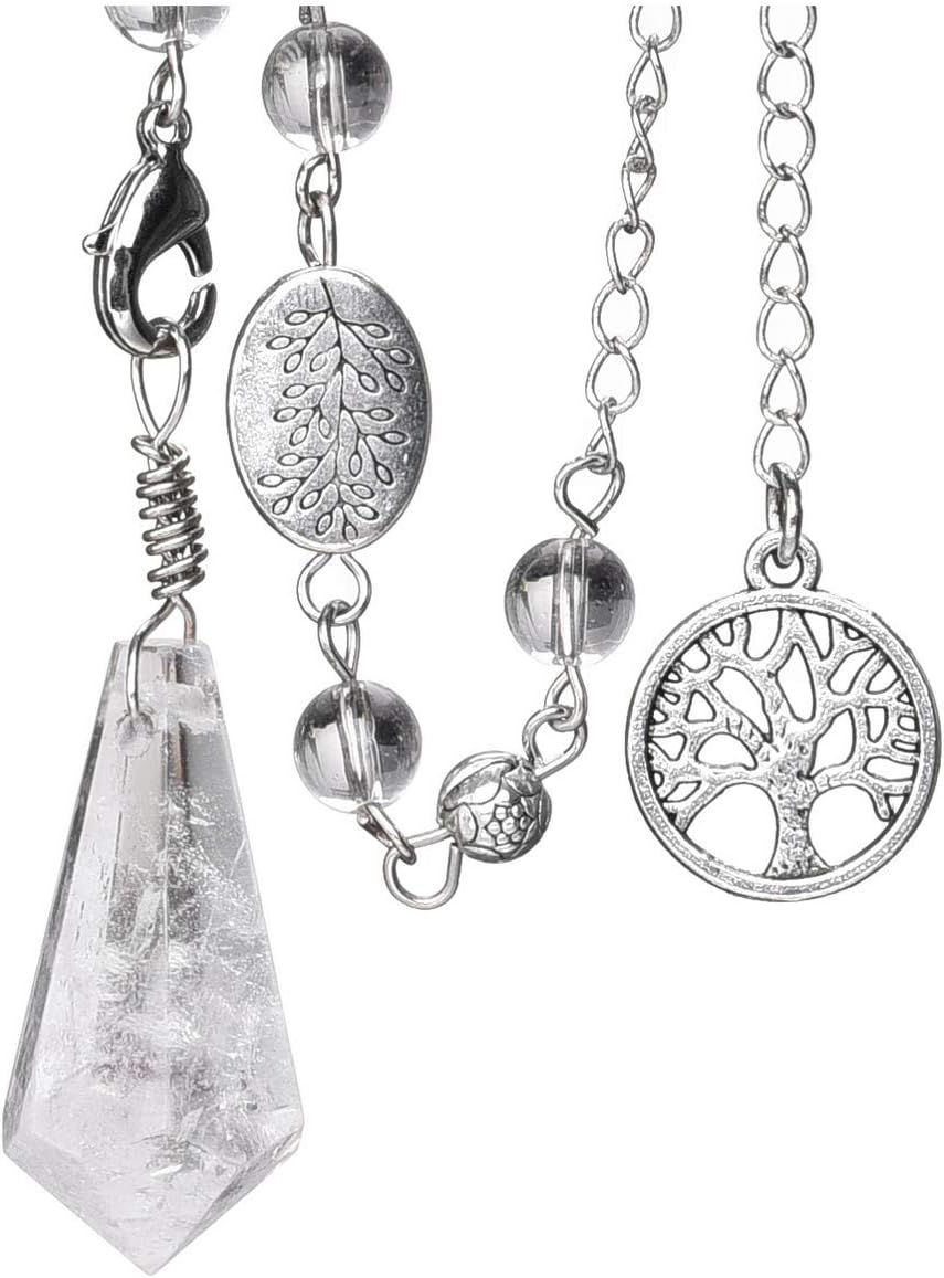 CrystalTears Natural Clear Quartz Crystal Pendulum Hexagonal Healing Crystal Point Dowsing Pendulum Necklace for Divination Chakra Reiki Healing Meditation Balancing - Image 5