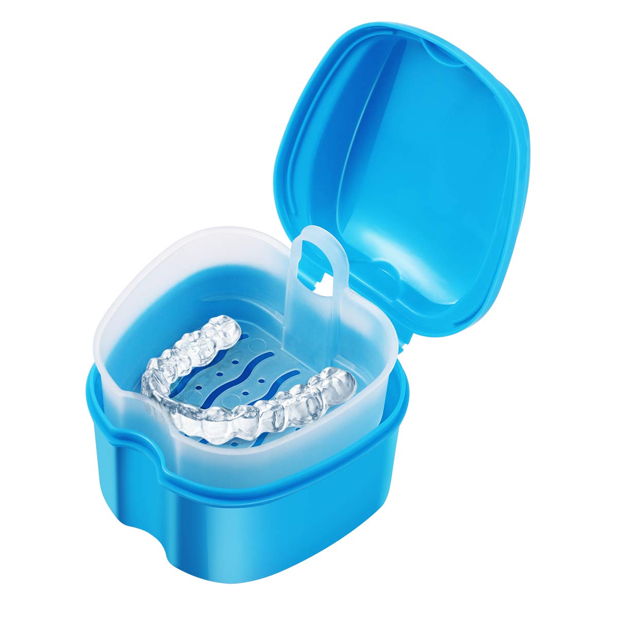 ROSENICE Denture Case, Denture Bath Box Case Dental Orthodontic Retainer, False Teeth Storage Case Box with Strainer (Sky-blue) : Beauty