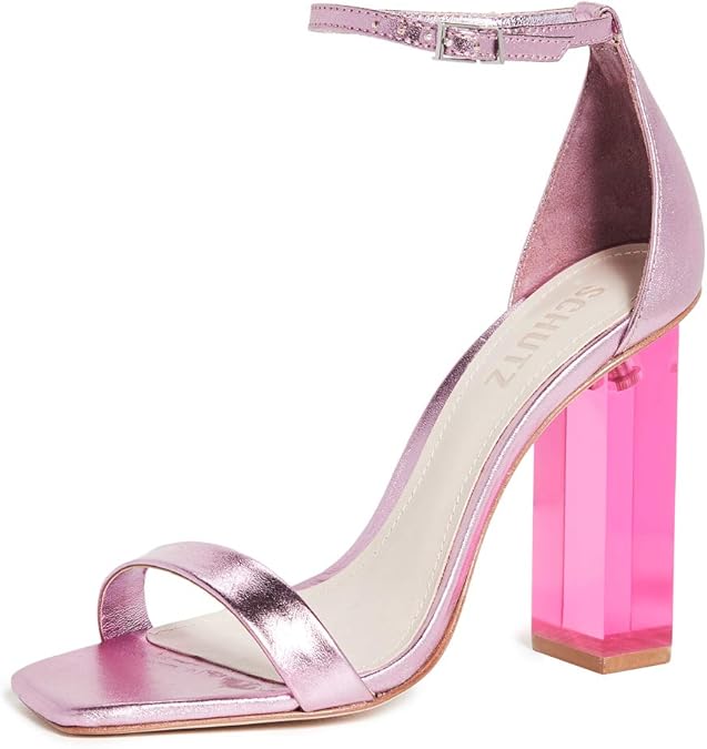 Amazon.com | SCHUTZ Women's Sanai Sandals, Metallic Baby/Cerise, 7.5 Medium US | Sandals