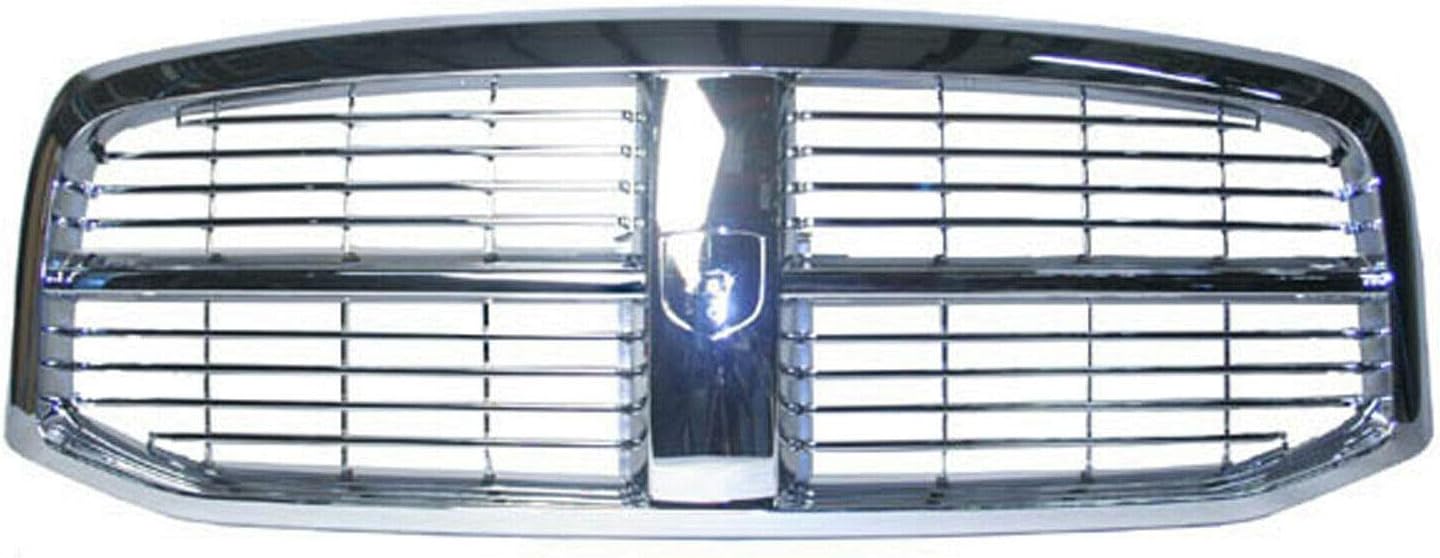 New Front Grille For 2006-2008 Dodge Pickup RAM1500, 2006-2009 Dodge Pickup RAM Mega Cab and Dodge RAM2500- RAM3500 All Chrome CH1200281