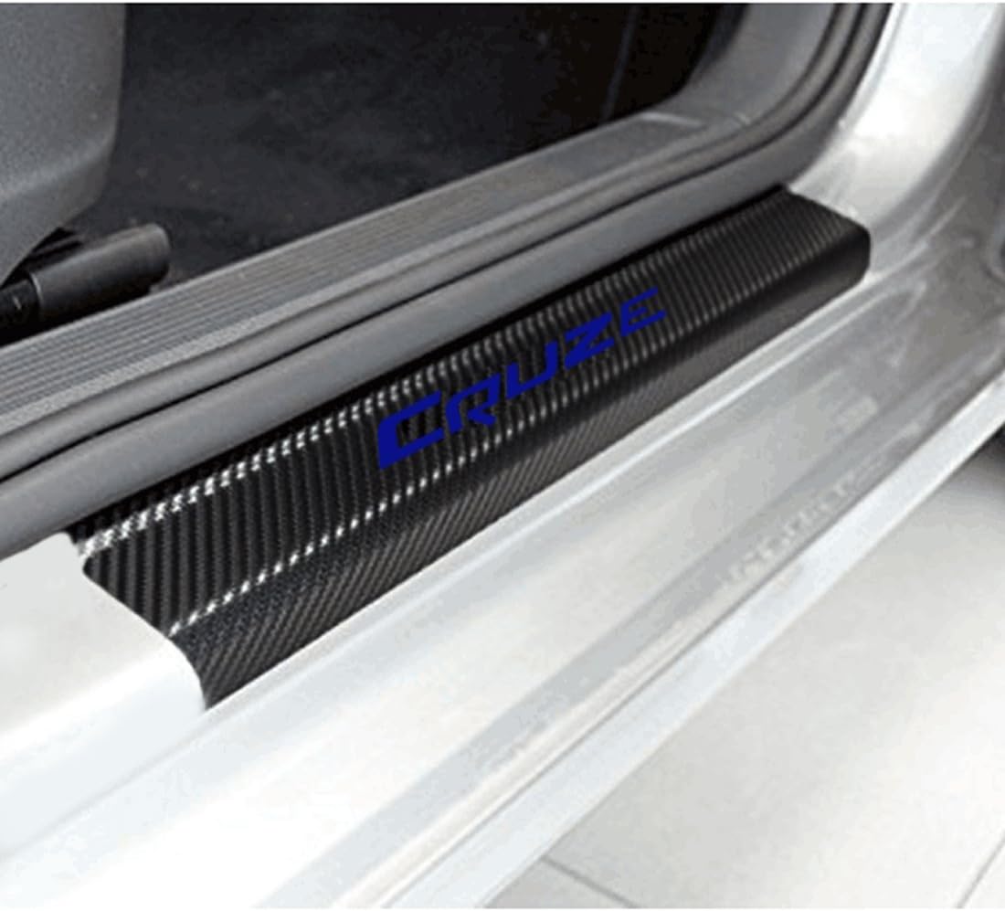 4PCS Accessories 3D Carbon Fiber Black Car door Plate Door Sill Scuff