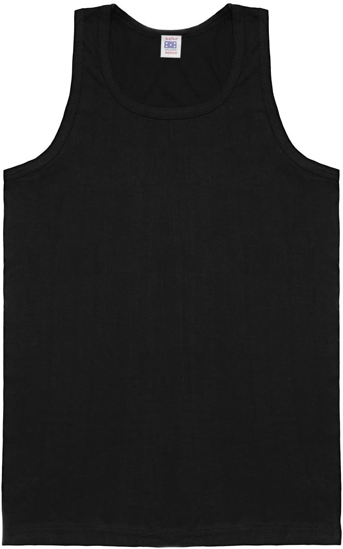 RUICO® Mens Vests Sleeveless Fitted 100% Cotton White Black or Mixed Colours 3 Pack Singlets