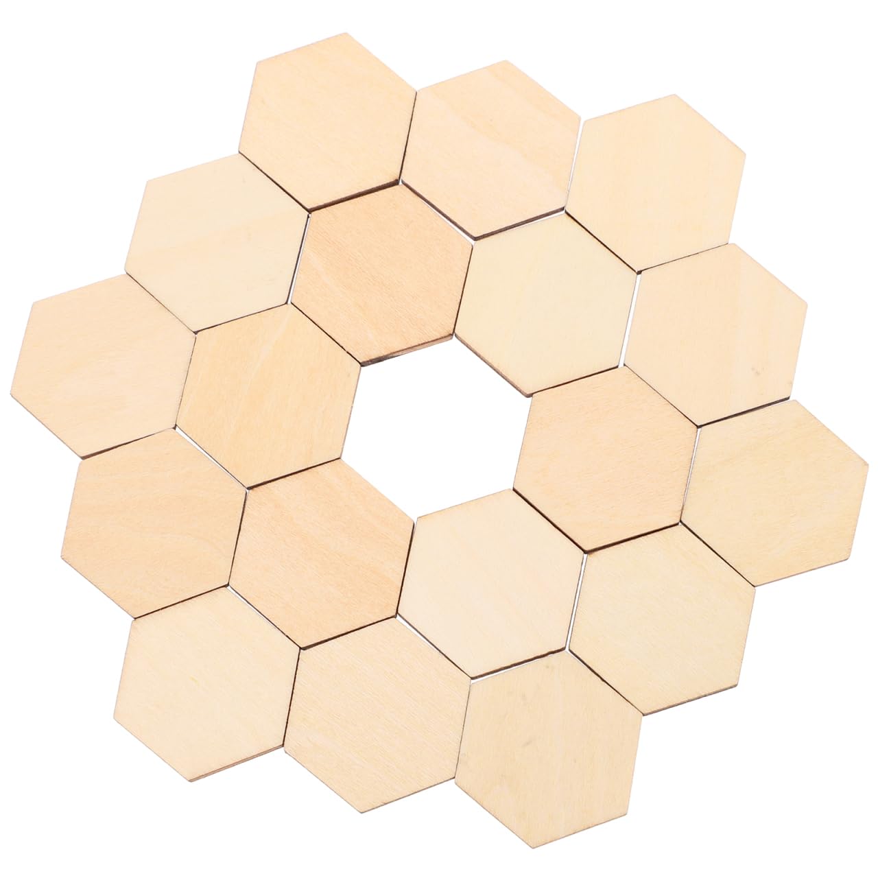 Milisten 100Pcs Wooden Hexagonal Pieces Ornaments 30Mm Unfinished Wood Shapes DIY Craft Decorations for Wedding Birthday Christmas