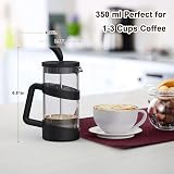 RAINBEAN French Press 2 Cup Cafetiere Borosilicate Glass 0.35L Triple Filter view 4