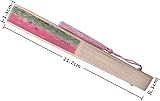 Kibon Folding Fan Handheld Silk Bamboo Tassel Pink 8.3 15in for Props Gift view 2