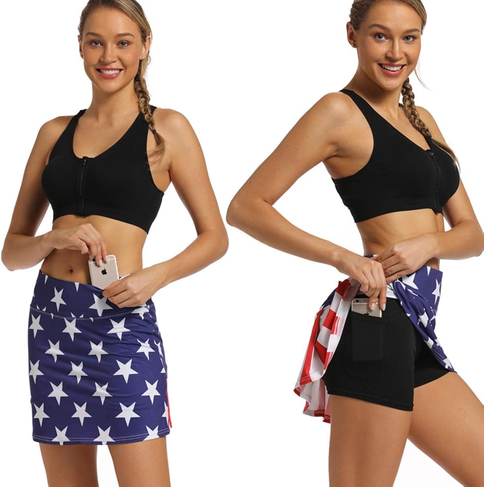 Ultrafun Women's Active Tennis Golf Skort Pleated Athletic Sports Running Skirt with Pockets and Shorts: Clothing