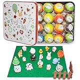 Bath Bombs for Kids with Toys Inside, 16 Organic Bubble Bath Bombs with 16 Small Animal Toys, Great Birthday Gift for Boys & Girls (Bonus Scene Props)
