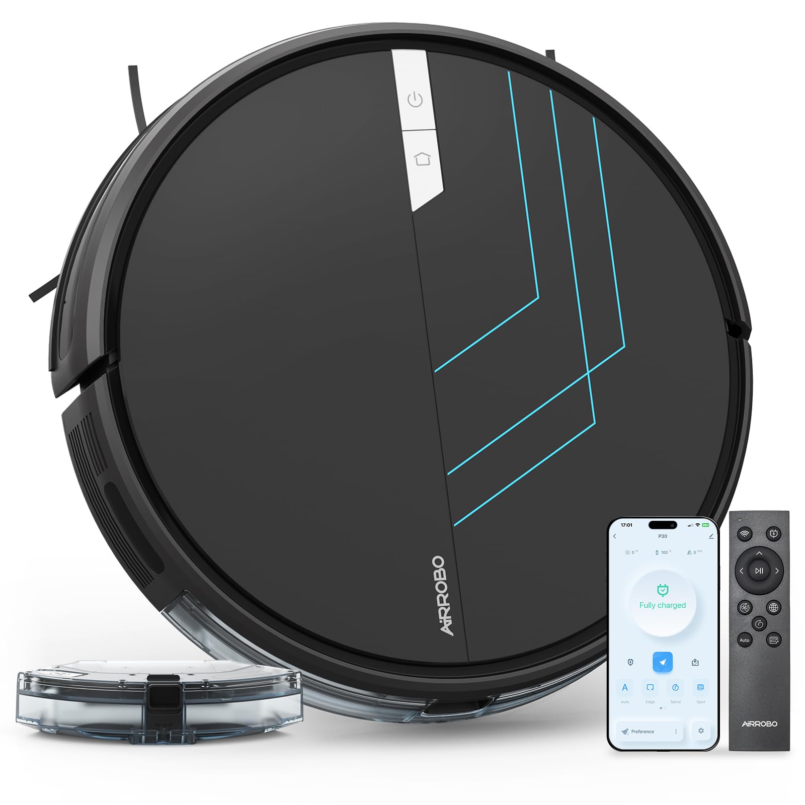 Photo 1 of AIRROBO Robot Vacuum and Mop, 3000Pa Strong Suction Power Vacuum Mop Robot, Wi-Fi/App/Alexa, Self-Charging Robotic Vacuum for Hard Floor, Pet Hair and Low-Piled Carpet, Slim Design, Quiet,P30