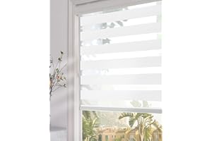 Persilux Zebra Blinds (24" W X 72" H, White) Dual Layer Roller Sheer Shades Light Filtering Privacy for Day and Night Roller Window Shades for Home and Office, Easy to Install