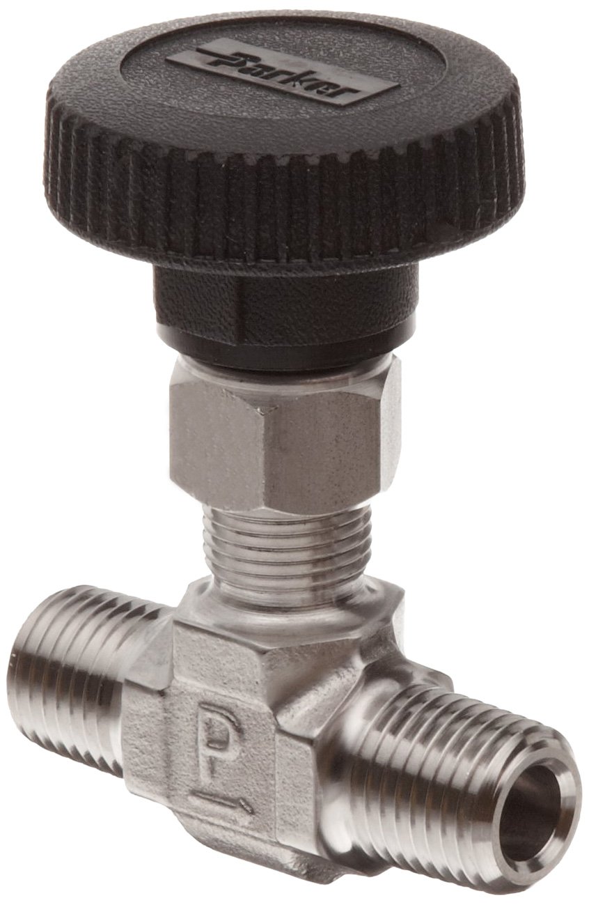 Parker 316 Stainless Steel Inline Process Needle Valve with PTFE Stem
